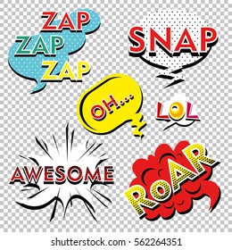 Set of Comic Text, Pop Art style. Vector illustration