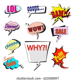 Set of Comic Text, Pop Art style.