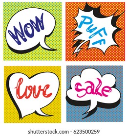 Set of Comic Text, Pop Art style.