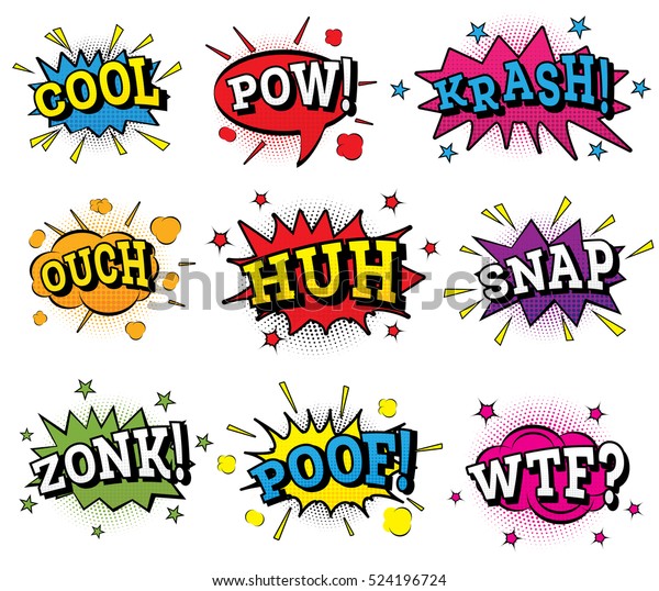 Set of Comic Text in Pop Art Style. Vector Illustration