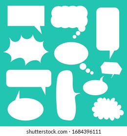 Set of comic text speech bubble cartoon vector on green pastel background.