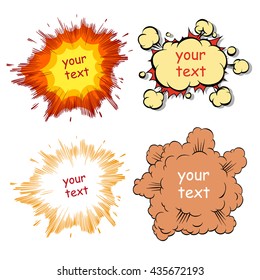 Set of comics boom. Shot. Hand drawn vector illustration