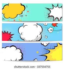 Set of comics boom speech bubble backgrounds, vector illustration