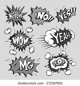 Set of comics boom, vector illustration