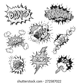 Set of comics boom, vector illustration