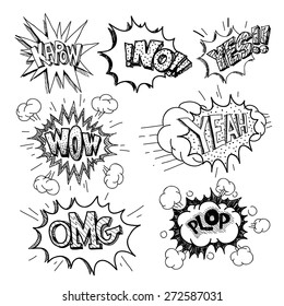 Set of comics boom, vector illustration