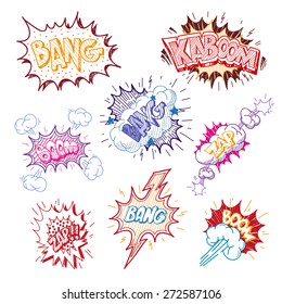 Set of comics boom, vector illustration