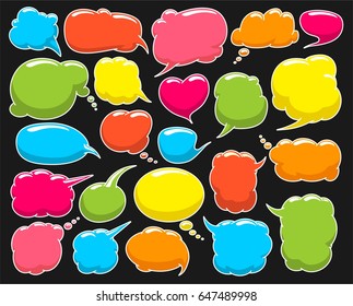 set of comics bubble, thoughts and emotions, color bubble with a white outline, vector