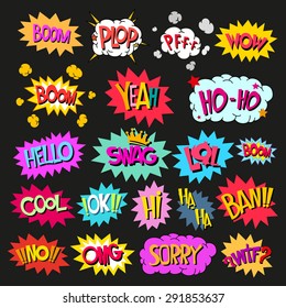 Set comics speech bubble social network design, vector illustration. Comics book element