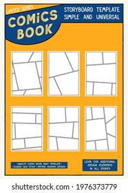 Set of comics storyboard templates. Blank A4 pages for design. Vector illustration