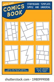 Set of comics storyboard templates. Blank A4 pages for design. Vector illustration