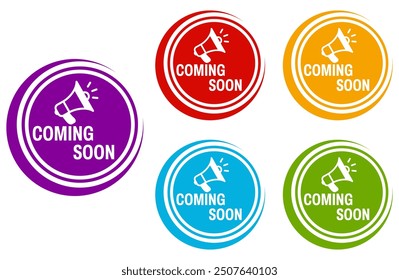 set coming soon icon. megaphone reminder sign design vector illustration