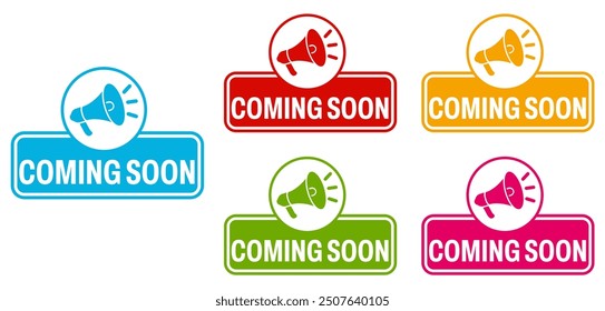 set coming soon icon. megaphone reminder sign design vector illustration