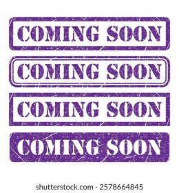 Set of coming soon stamp symbol, label sticker sign button, text banner vector illustration .