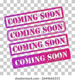 Set of coming soon stamp symbol, label sticker sign button, text banner vector illustration .