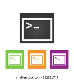 Set of command prompt color round outlined flat icons on white background
