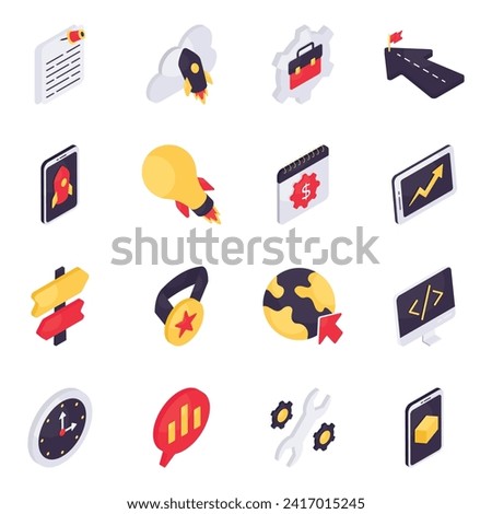 Set of Commencement Isometric Icons

