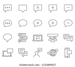 Set of comment Related Vector Line Icons. Includes such icons as note, remark, feedback, conversation, dialogue and more.