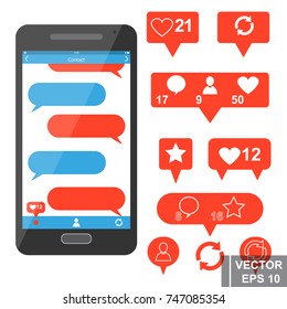 Set. Comments on the photo. Smartphone. Signs. For your design.