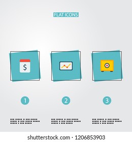 Set of commerce icons flat style symbols with infographic, pay day, safe and other icons for your web mobile app logo design.