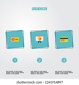 Set of commerce icons flat style symbols with chart, bank card, bill and other icons for your web mobile app logo design.