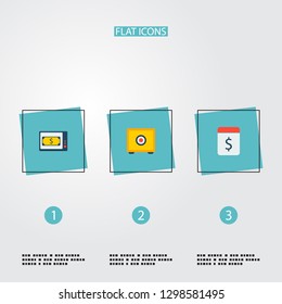 Set of commerce icons flat style symbols with finance news, pay day, safe and other icons for your web mobile app logo design.