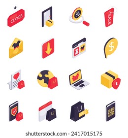 Set of Commerce Isometric Icons

