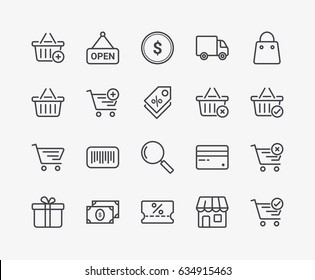 Set of Commerce Line Icons. Editable Stroke. 48x48 Pixel Perfect.