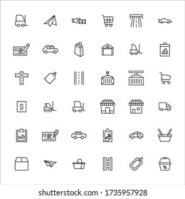 Set of commerce related vector line icons. Premium linear symbols pack. Vector illustration isolated on a white background. Web symbols for web sites and mobile app. Trendy design. 