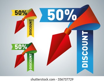 Set of commercial sale and discount stickers, elements and badges, vector illustration. 