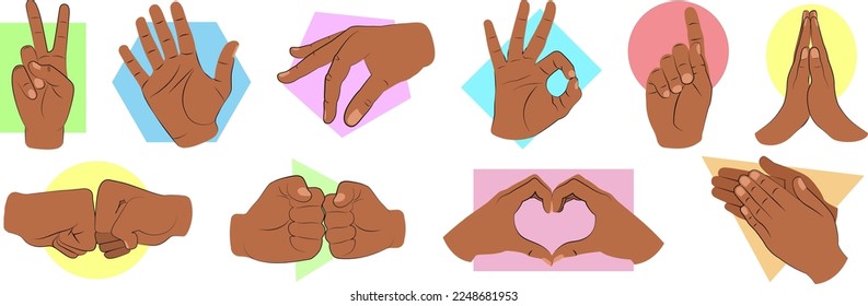 set of common hand signs