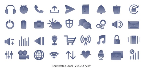 A set of commonly used vector icons. Organizer icons in a light blue gradient. ESP 10.