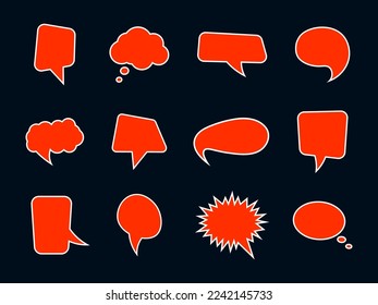 Set of communication bubbles. Empty white speech bubbles. Chatting box, message box, outline cartoon. Speak bubble text.