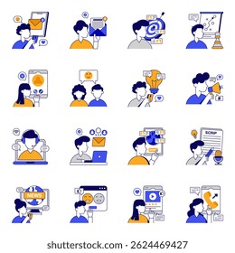 Set of Communication and Chatting Flat Icons