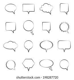 set of communication clouds white color in vector