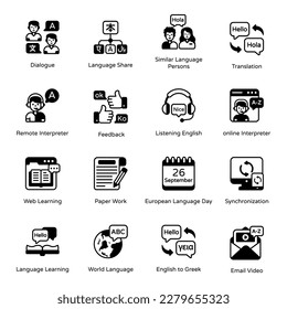 Conjunto de iconos glifos de comunicación 

