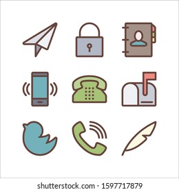 Set communication icon color vector