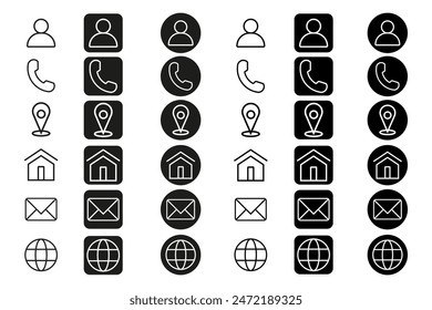 Set of Communication icon. Set of Social media icon. Contact and Communication Icons.