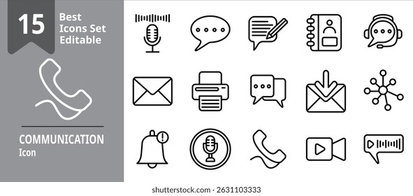 Set of Communication icons. Icons Contains telephone, address Book, email, voice, send, etc . Design elements for you projects.