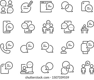 set of communication icons, discussion, talk bubble