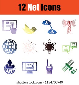 Set of communication icons. Gradient color design. Vector illustration.