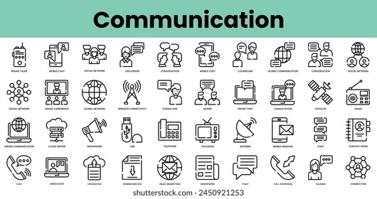 Set of communication icons. Linear style icon bundle. Vector Illustration