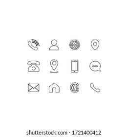 Set Set von Kommunikationssymbole setzen moderne Taste . Telefon, Handy, Post auf isoliertem Hintergrund für Anwendungen, Web, App.EPS10-Vektor.