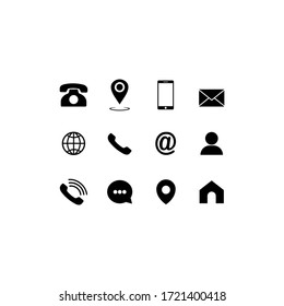 Set of communication icons set modern button . Phone, mobile phone, mail on isolated background for applications, web, app. EPS 10 vector.