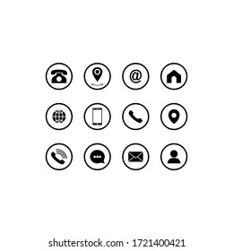 Set of communication icons set modern button . Phone, mobile phone, mail on isolated background for applications, web, app. EPS 10 vector.