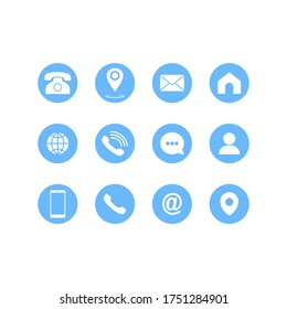 Set of communication icons set modern button. Phone, mobile phone, mail on isolated background for applications, web, application. Eps 10 vector