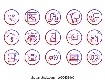 Set of communication icons in modern thin line style. Gradient communication pictograms on a white background.