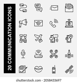 Set of communication icons with outline style