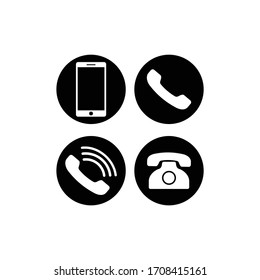 Set of communication icons. Phone, smartphone, mobile phone circle in modern color design concept on isolated white background for applications, web, app. EPS 10 vector.