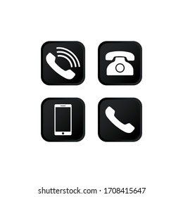 Set of communication icons set. Phone, smartphone, mobile phone icon set modern button for web or appstore design black symbol isolated on white background. Vector EPS 10.